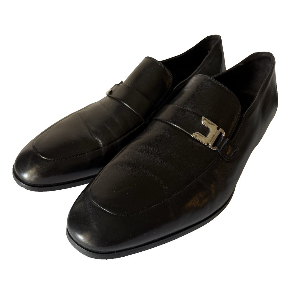 BRUNO MAGLI Men's Size 12 M Black Leather Horse Bit Slip On Loafer Made in Italy